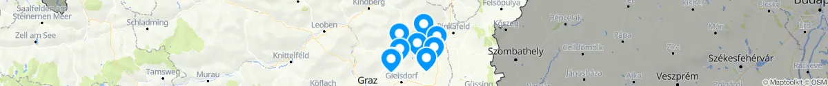 Kartenansicht für Apotheken-Notdienste in der Nähe von Miesenbach bei Birkfeld (Weiz, Steiermark)
